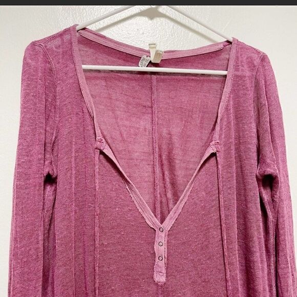 We the Free- Free People- Purple Affogato Hacci Linen Blend Tunic Popover, Small - Picture 5 of 14